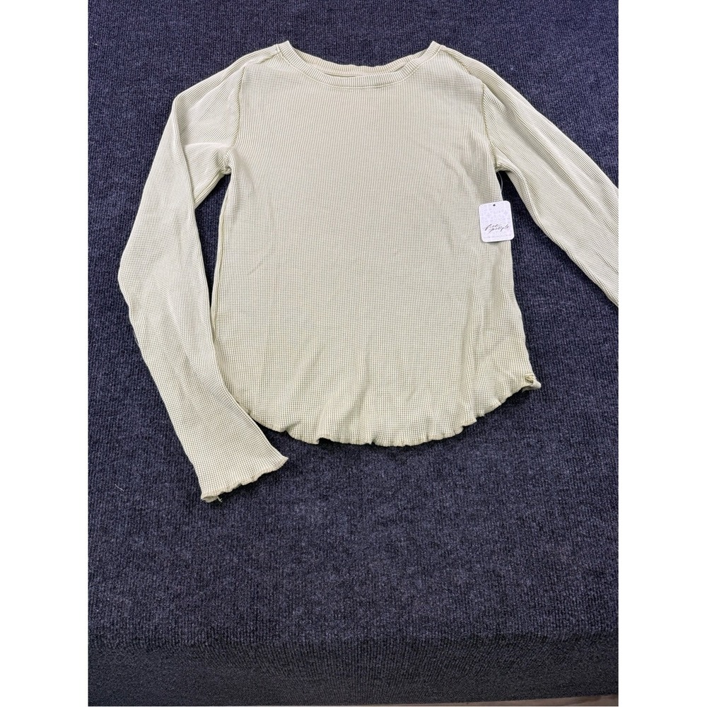 We The Free Free People Light Green Waffle Long-Sleeve Top OB2016683 L